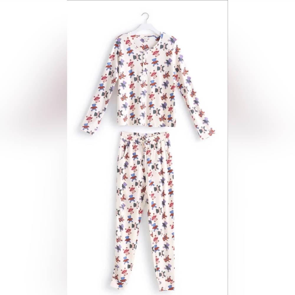 NIB Vera Bradley Outlet Henley Pajama set in Cotton, Tossed Teddies pattern, 2X